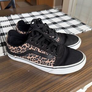 Vans Black and Leopard Print Women's Shoes